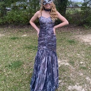 a long mermaid sparkly dress